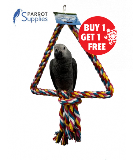 34Cm Medium Triangle Rope Swing Toy Parrot Toy - BOGOF